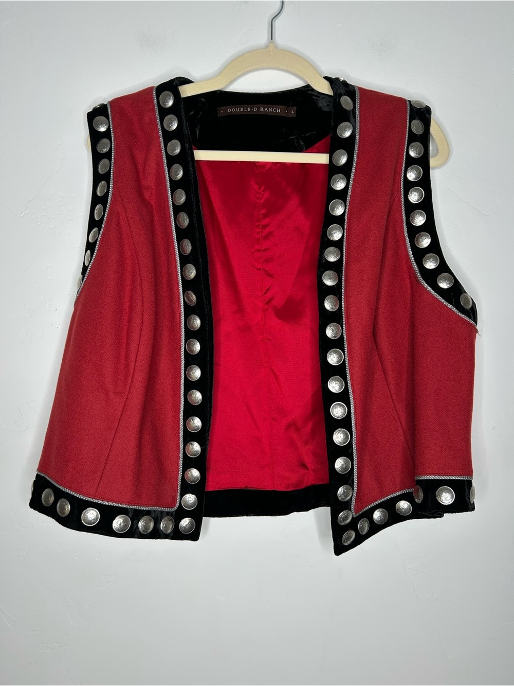 Double D Ranch Red and Black Studded Western Vest